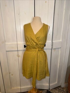 Sunday In Brooklyn Anthropologie Yellow Sleeve Faux Wrap Dress